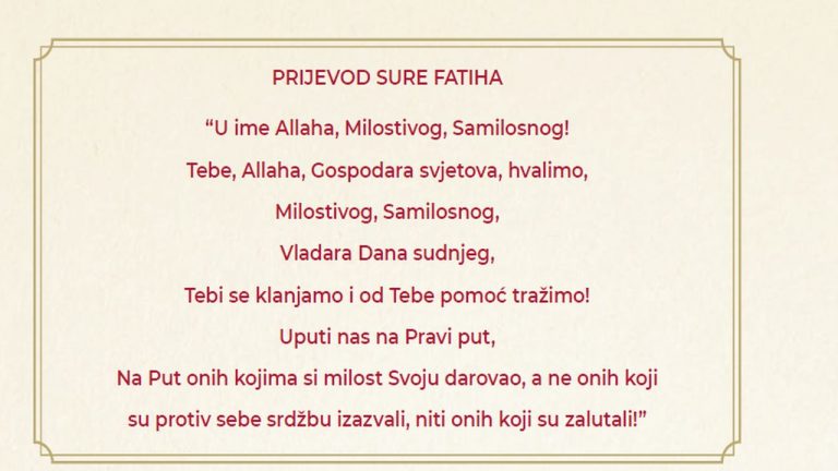 Šta nam govori sura Fatiha?